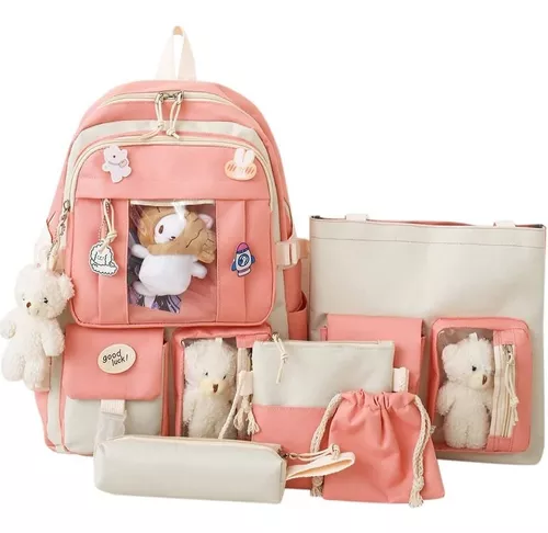 Mochila Kawaii para niñas y niños, linda mochila escolar para estudiantes  con bolsa para bolígrafos, bolsa de viaje para portátil con diseño de
