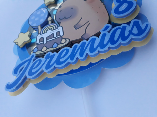 Cake Topper 3d Capibara Adorno Para Torta Capibara Shaker Celeste Capibara Varón