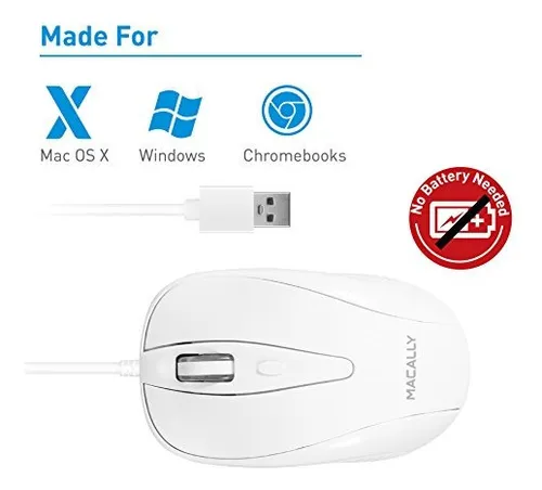 Mouse Macally Usb Con Cable Con 3 Botones Blanco Turbo