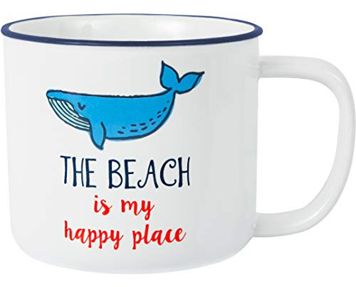 Taza De Caf De Cermica 17 Oz La Playa Es Mi Lugar Feliz (az)