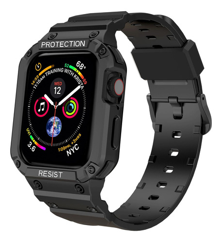 Correa De Silicona Para Apple Watch 38/40/41 Mm, 42/44/45 Mm Caja Negro Correa Negro Diseño De La Correa 38/40/41mm