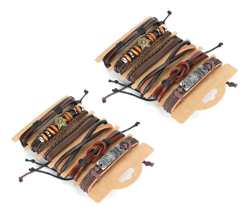 Juego De 2 Pulseras De Piel Para La Muñeca, Retro, Hechas A