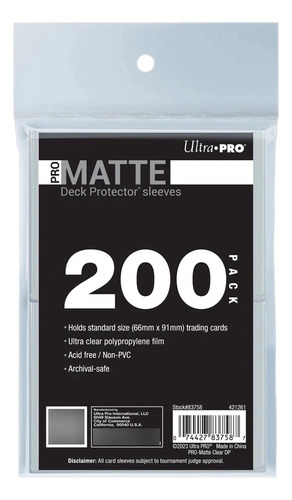 Ultra Pro Pro Matte Micas Standard 66x91mm Pack 200