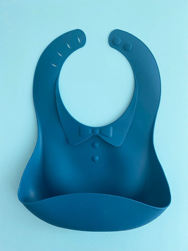 Babero Para Bebé De Silicona Lavable Ajustable Diseño Camisa Color Azul Marino Babero Camisa Talla 4 Meses En Adelante