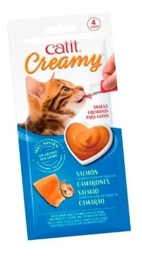 Snack Premium Para Gatos Catit Creamy Sabor Salmón 4 Tubos