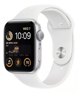 Relógio Smartwatch Apple Watch Series Se 44 mm, alumínio, prata, cor cinza, cor da malha, cor da moldura branca, cor cinza, design de malha lisa