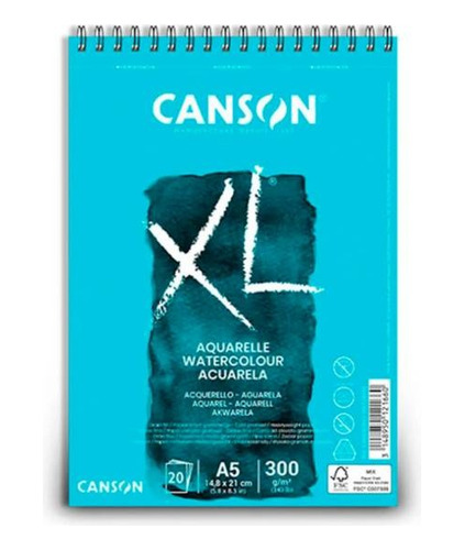 Block Canson Xl Acuarela 300gr A5 Grano Fino