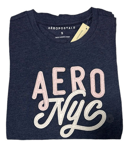 Polera Aeropostale Mujer__ Azul Jaspeada Nyc