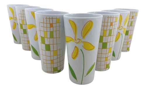 Vaso Tipo Plástico Melamina Lilly 400 Ml, 8 Piezas Color Blanco
