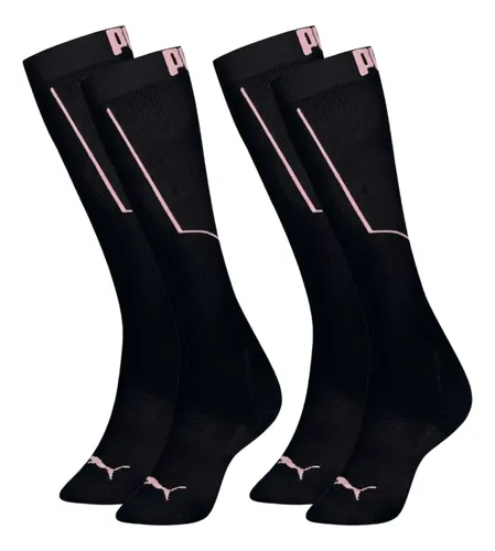 2 Pares De Meia Puma 3/4 Corrida Esportiva Feminina Original 2 Preto Academia Treino Poliamida Performance 34-39