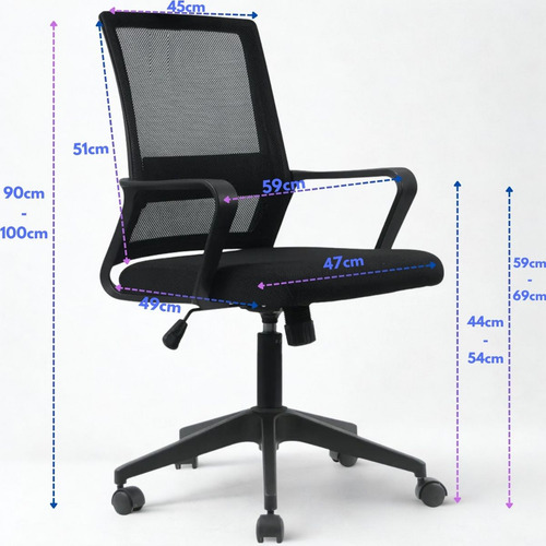 Cadeira De Escritorio Giratoria Ergonomica Preta Com Rodinha