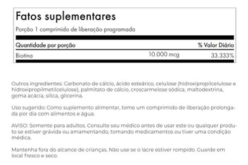 Swanson Biotina Liberación Prolongada 10000 Mcg 60 Tabletas