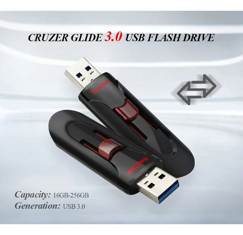 Pen Drive Usb Sandisk 3.0, 256 Gb, Memory Stick U Disk