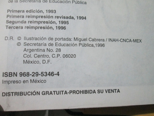 Español Tercer Grado (sor Juana) Sep, Año 1995, (contestado) (Usado)
