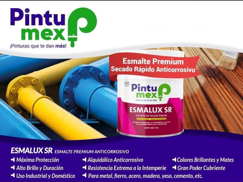 Pintumex Esmalux, Esmalte Base Aceite, 4 Litros Negro