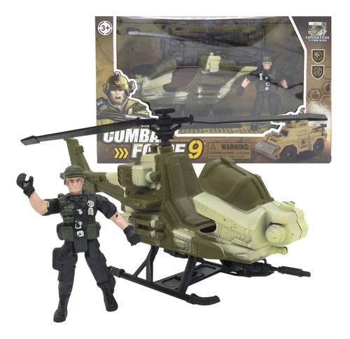 Helicóptero Camuflado Con Soldado De Combate Blower Bl3233