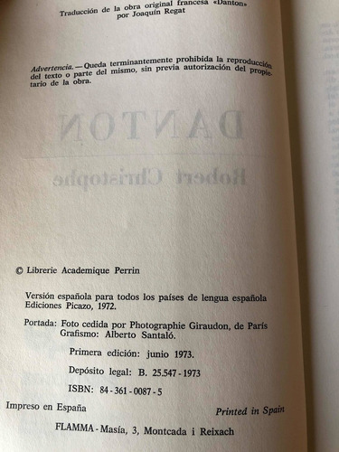 Danton Biografia Robert Christophe Ed Picazo Tapa Dura (Usado)