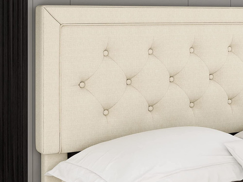 Marco De Cama Moderno Con Plataforma Beige Queen