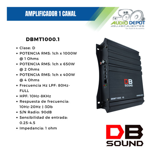 Amplificador 1 Canal Db Sound Clase D Full Range Dbmt1000.1d