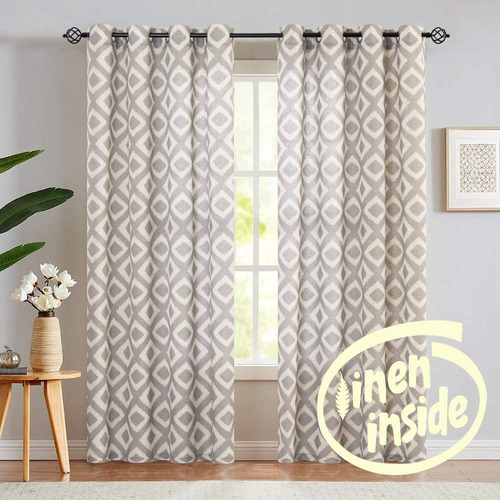 Cortinas De Lino Para Sala De Estar Patrones Geométric...