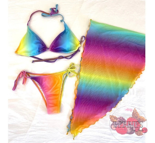 Traje De Baño Multicolor 3 Piezas Shein