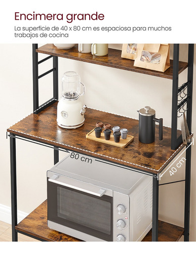 Estantería De Cocina Vasagle Con Marco De Acero Color Marrón Rústico Negro