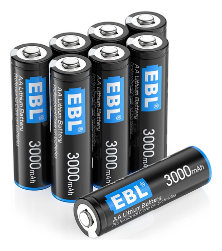 Ebl Paquete De 8 Baterias Aa De Litio De 3000 Mah 1.5 V  Ba