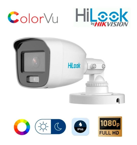 Imagen 1 de 8 de Camara Seguridad Hilook 2mp 2.8mm Colorvu Metal Ir20mts