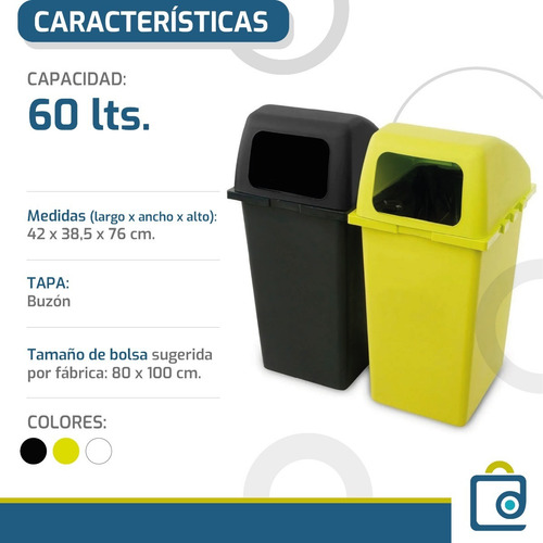 Set 6 Tachos De Basura 60lts Colombraro Cesto P/ Residuos