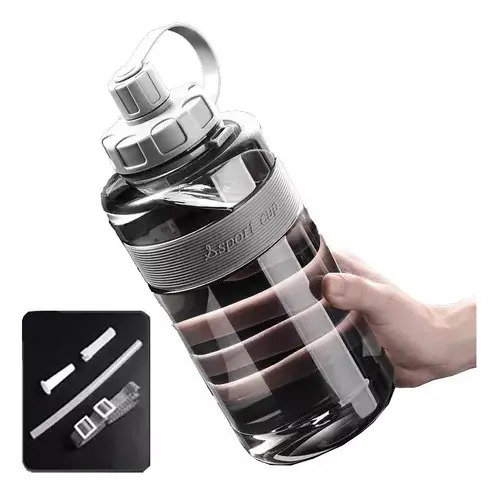 Botella Deportiva Raoshijiedkes 2L Plástico Libre BPA Térmica Color Gris