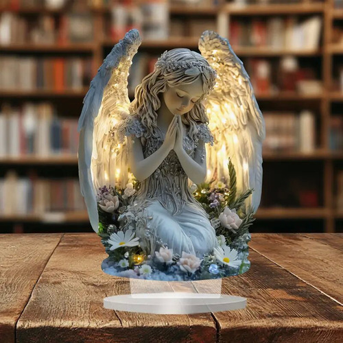 Estatua De Ángel De Oración, Decoración De Mesa Tranquila Y