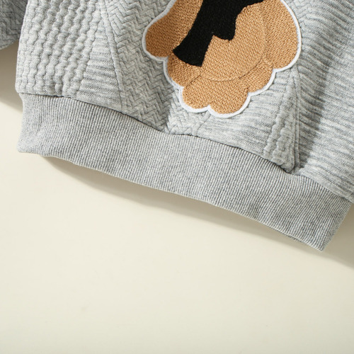Conjunto Casual Niños Estilo Tejido Con Estampado De Osito Gris 12-18 Meses