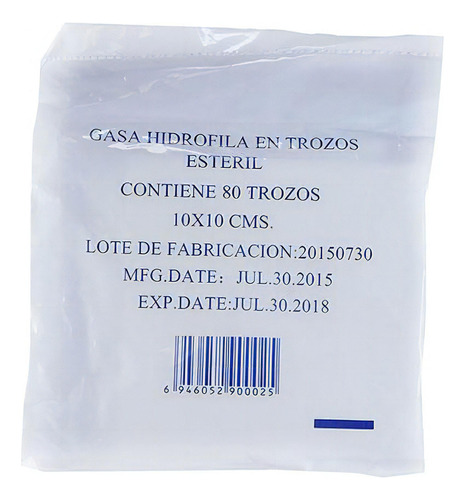 Gasa Esteril 10 Cm X 10 Cm 80 Trozos