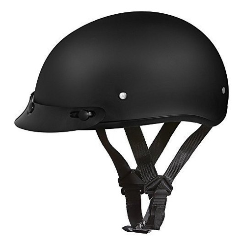 Daytona Helmets Motocicleta Half Helmet Skull Cap- Negro Mat