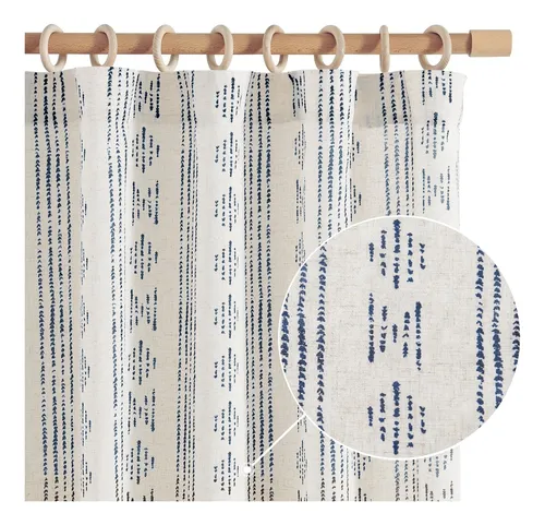 comprar Jinchan Cortinas Bohemias De Lino Para Sala De Estar, Azules