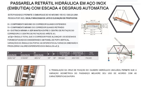 Conj Passarela Hidráulica E Escada Embutida Poddium Náutica