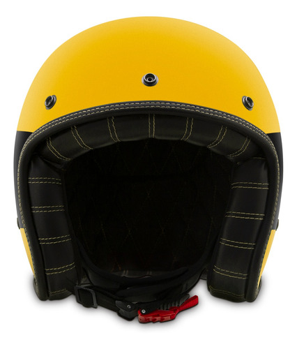 Capacete Aberto Custom Vintage Viseira Bolhada Flip Moderno Cor Amarelo Tamanho do capacete 60