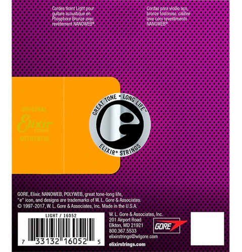 Imagem 3 de 3 de Encordoamento Violão Elixir Phosphor Bronze 0.12 - 16052