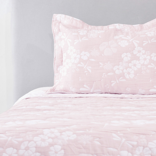 Cubrecama Jacquard Libélulas Rosa 1,5 Plaza Nina Herrera