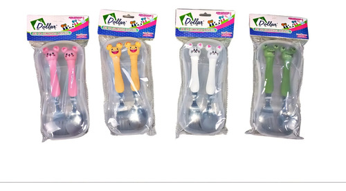 Cubiertos Set Infantil 2 Piezas + Porta Cubiertos (24juegos)