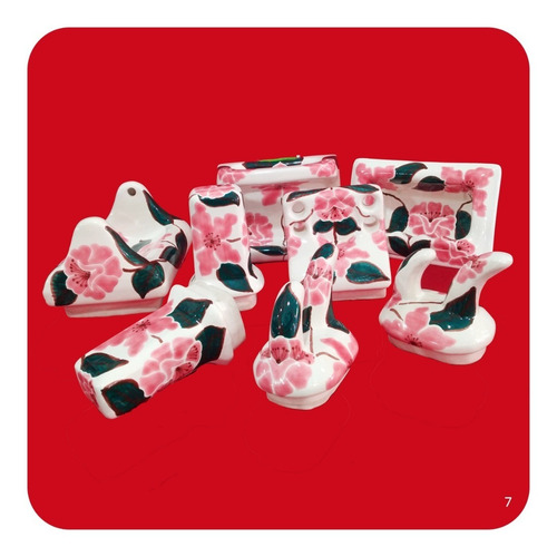 Accesorios De Baño De Cerámica Tipo Talavera 8 Piezas M7