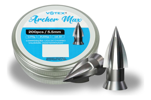 Chumbinho Perfuração Votex Archer Max 5.5mm 200un