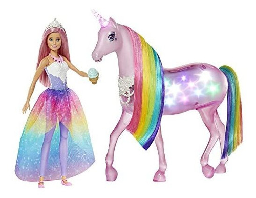 Barbie Dreamtopia Magical Lights Unicorn Con Melena Arcoiris