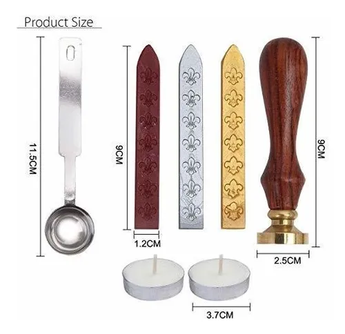 Kit Sello De Cera Antiguo Con Iniciales Y Caja Regalo.