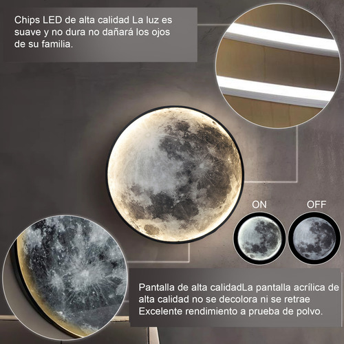Lámpara De Pared Led Decorativa De Techo Moderna De Luna