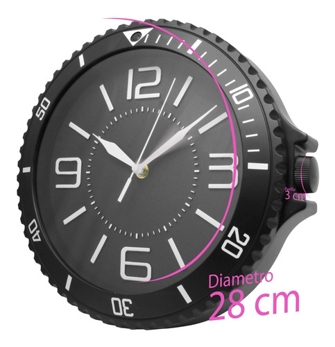 Imagen 3 de 7 de Reloj De Pared Moderno Analogo Negro Gigante 27.5 Cm
