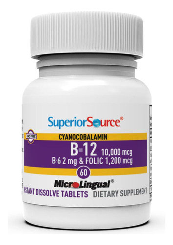 Superior Source Vitamina B12 B6 Ácido Fólico 60 Tabletas