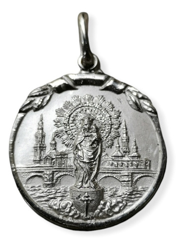 Medalla Plata 925 Virgen Del Pilar #1297 Bautizo Comunión 