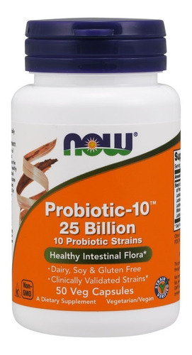 Probióticos Now Probiotic 10 - 25 Billones X 50 Cápsulas