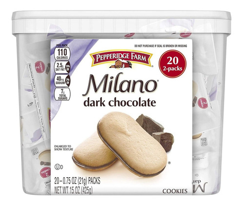 Pepperidge Farm Milano Galletas De Chocolate Oscuro, Envase